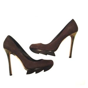 New Camilla Skovgaard round toe jagged sawtooth platform stiletto pump heel